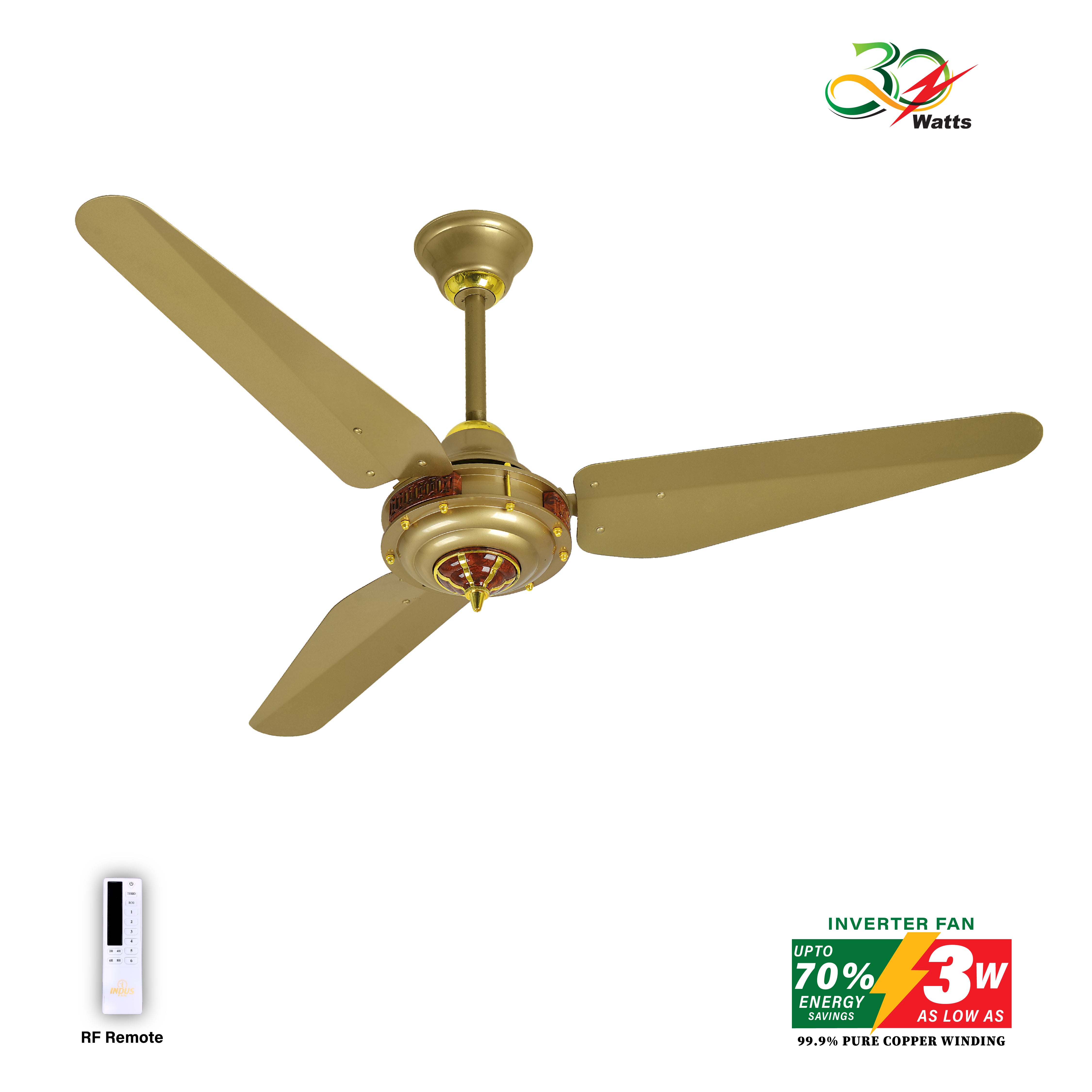 Crown Model Ceiling Fan (30-Watt Inverter Fans)